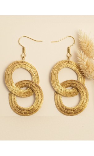 Boucles d'oreilles en or végétal – PASIÓN – Biobijou Capim dourado 7x3 cm – Sloweco