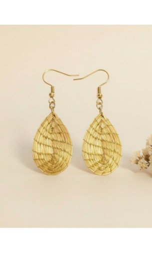 Pendientes oro vegetal – ESPERANZA – Biojoya Capim dourado - 5,5x2 cm– Sloweco