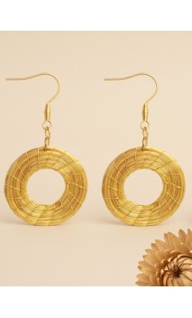 Boucles d'oreilles en or végétal – ENERGIA – Biobijou Capim dourado 6x3 cm – Sloweco