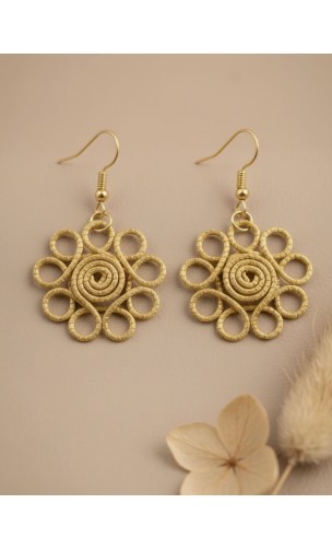 Boucles d'oreilles en or végétal – ALEGRIA – Biobijou Capim dourado 6x3 cm – Sloweco