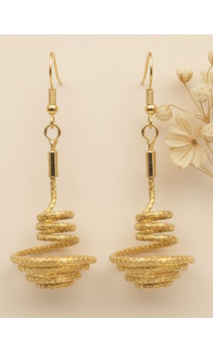 Pendientes oro vegetal – PUREZA – Biojoya Capim dourado - 5,5x2 cm– Sloweco