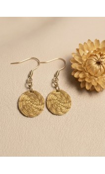 Pendientes oro vegetal – ARMONIA – Biojoya Capim dourado - 4x1,5 cm– Sloweco