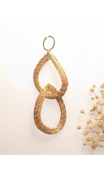 Capimix FORTALEZA  - Charms Dije artesanal – Colgante Oro vegetal Capim dorado – 7×2,5cm SLOWECO – 1U.