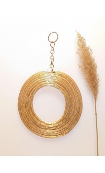 Capimix BONHEUR – Charm pendentif artisanal – Or végétal Capim dourado – 9×6 cm SLOWECO – 1U