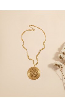 Collier or végétal – NAMIBIE – Quartz BLANCO - Biobijou Capim dourado – 27x16 CM - Sloweco