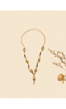 Collier or végétal – FLORENCE – OEIL DE TIGRE - Biobijou Capim dourado – 30x17 cm - Sloweco