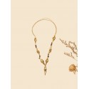 Collier or végétal – FLORENCE – OEIL DE TIGRE - Biobijou Capim dourado – 30x17 cm - Sloweco