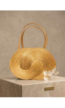 Bolso de mano artesanal - PARIS  - Capim dourado – Oro vegetal - Largo 25 x Alto 19 x Ancho 6,8 – Asas 12 cm - Sloweco