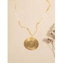 Collar oro vegetal –  NAMIBIA – Cuarzo MORADO - Biojoya Capim dourado – 27x16cm - Sloweco