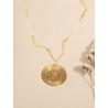 Collier or végétal – NAMIBIE – Quartz VIOLET- Biobijou Capim dourado – 27x16 cm - Sloweco