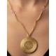 Collar oro vegetal –  NAMIBIA – Cuarzo MORADO - Biojoya Capim dourado – 27x16cm - Sloweco