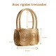 Bolso de mano artesanal - JALAPAO  TRENZADO - Capim dourado - Oro vegetal – Largo 24 x Alto 16 x Ancho 8 cm - Sloweco