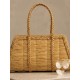 Bolso de mano artesanal - TRAPECIO DORADO - Capim dourado - Oro vegetal – Largo 29 x Alto 15 x Ancho 10 cm - Sloweco
