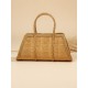 Bolso de mano artesanal - TRAPECIO DORADO - Capim dourado - Oro vegetal – Largo 29 x Alto 15 x Ancho 10 cm - Sloweco