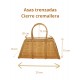 Bolso de mano artesanal - TRAPECIO DORADO - Capim dourado - Oro vegetal – Largo 29 x Alto 15 x Ancho 10 cm - Sloweco
