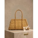 Bolso de mano artesanal - TRAPECIO DORADO - Capim dourado - Oro vegetal – Largo 29 x Alto 15 x Ancho 10 cm - Sloweco