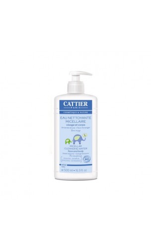 Eau micellaire nettoyante BIO pour bébé - Cattier - 500 ml.