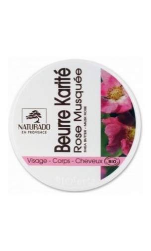 Beurre de karité bio à l'huile de Rose musquée BIO - Naturado en Provence - 150 ml.