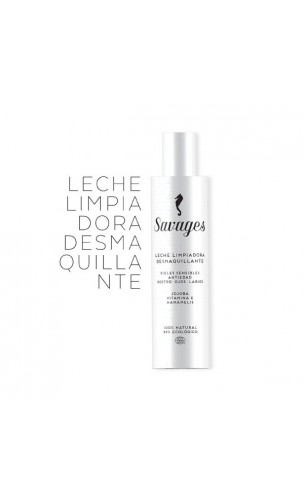 Leche limpiadora desmaquillante ecológica Antiedad - Piel sensible - Savages - 200 ml.