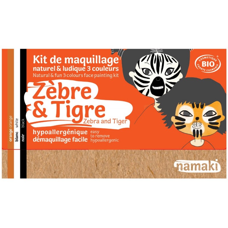 Kit de maquillaje ecológico para niños Cebra & Tigre - Namaki - BIOFERTA Kit de maquillaje ecológico para niños Cebra & Tigre - Namaki - BIOFERTA
