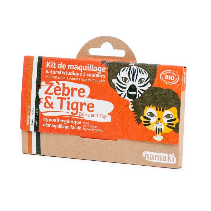 Kit de maquillaje ecológico para niños Cebra & Tigre - Namaki - BIOFERTA Kit de maquillaje ecológico para niños Cebra & Tigre - Namaki - BIOFERTA