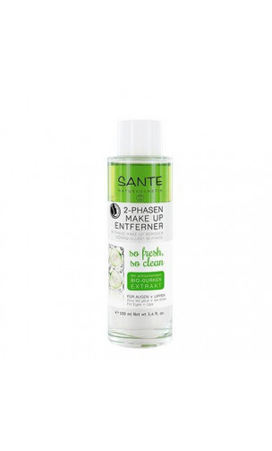 Huile démaquillante bio bifasique au concombre  Yeux & Lèvres - SANTE - 100 ml.