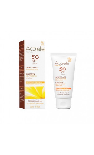 Crème solaire Visage naturelle SPF 50 Sans parfum - Acorelle - 50 ml.