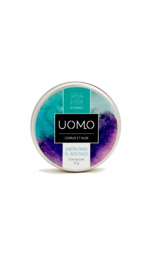Savon bio pour le rasage Uomo Cèdre & Aloe vera - Amapola - 50 g.