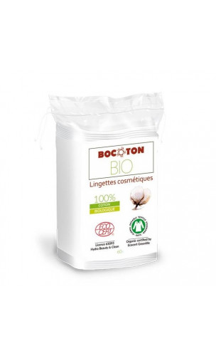 Lingettes SÈCHES bio Démaquillantes & Soin - Coton bio - BOCOTON - 60 Ud.