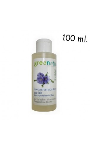 Gel de ducha y champú ecológico de lino y proteínas de arroz - Greenatural