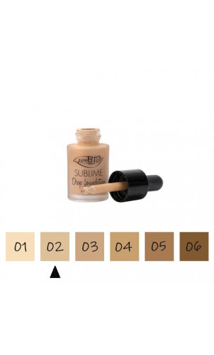 Maquillage Fluide BIO “Drop” 02 Clair - FPS 10 - PuroBIO - 15 ml.