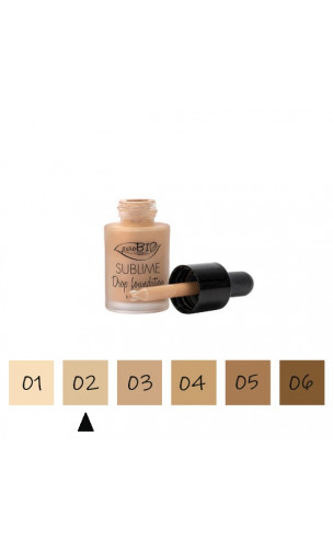 Maquillaje Fluido Ecológico “Drop” 02 Claro - FPS 10 - PuroBIO - 15 ml.