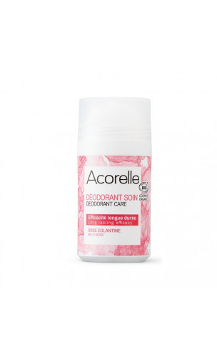 Déodorant bio Roll-on Rose Églantine - Sans alcool - Acorelle - 50 ml.