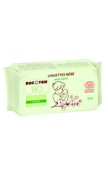 Lingettes bébé naturelles Ultra douces - Coton & Aloe vera - BOCOTON - 54 Ud.