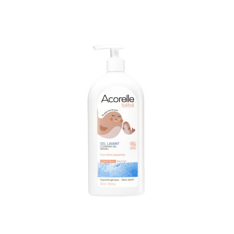 Shampooing Gel De Bain Bio Pour Bebe Eaux Thermales Calmantes Sans Savon Acorelle 500 Ml Bioferta