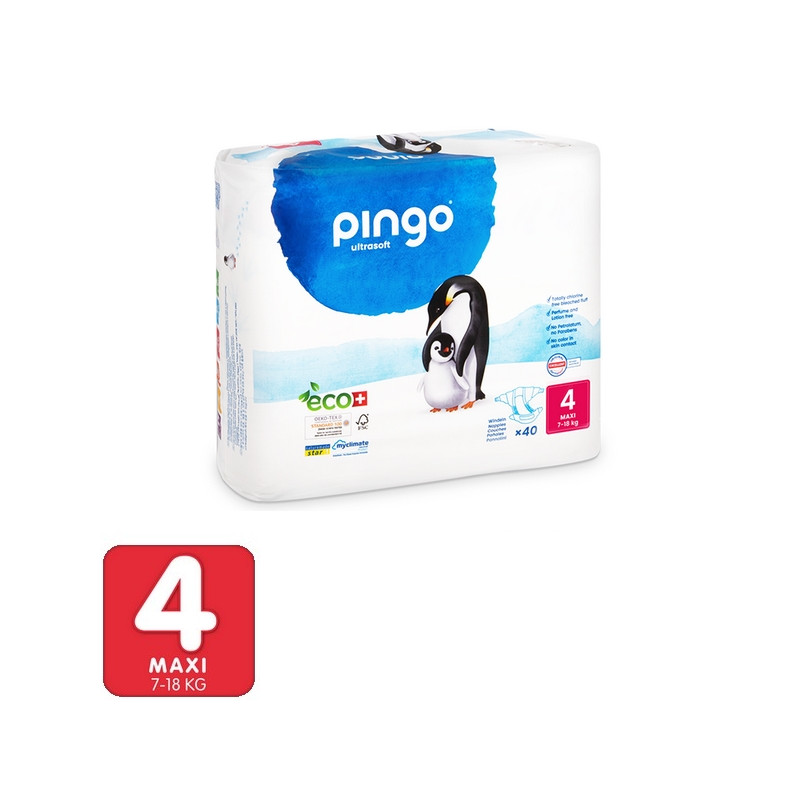 PAÑALES ECOLÓGICOS PINGO TALLA 4 MAXI (7-18 KG) caja de 2 x 40 - ESPACIO  MATERNAL BABYPORTEO