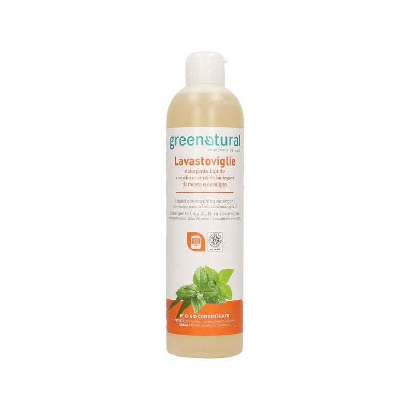 Detergente líquido ecológico para lavavajillas - Menta Eucalipto - Greenatural - 500 ml. - BIOFERTA