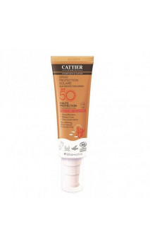 Spray protection solaire bio SPF 50 - Sans oxyde de zinc - Cattier - 125 ml.