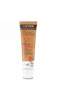 Crème Solaire bio Teintée SPF 50 - Sans oxyde de zinc - Cattier - 40 ml.