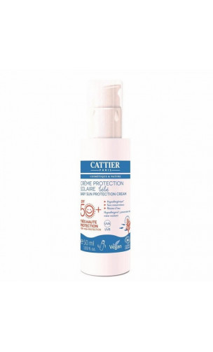 Crème Solaire bio Bebé SPF 50+ - Sans oxyde de zinc - Cattier - 50 ml.