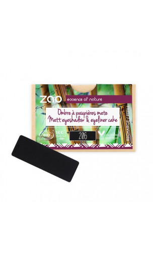 Recarga Rectangular Sombra de ojos ecológica - Noir & eyeliner cake - 206 - ZAO Make Up - 1,3 g.