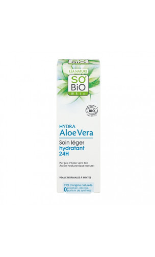 Crema facial ecológica Ligera Hidratante (24h Día) Hydra Aloe vera - Piel normal a mixta - So'Bio Etic - 50 ml.