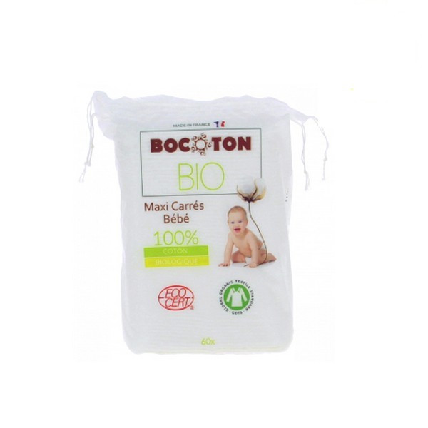 Carrés maxi en coton BIO pour bébé - BOCOTON - 60 Ud. - BIOFERTA