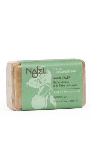Savon d'Alep à la fleur d'oranger bio - Savon doux et sucré - Najel - 100 g.