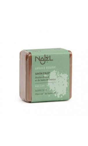 Savon d'Alep à l'argile rouge - Savon exfoliant bio - Najel - 100 g.