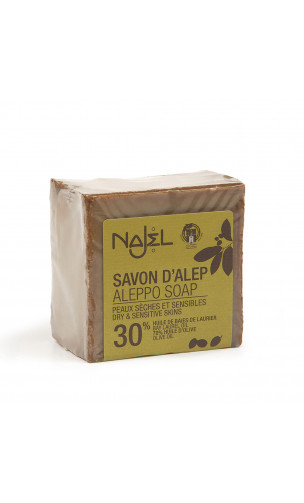 Jabón de Alepo natural Laurel al 30 - Najel - 185 g.