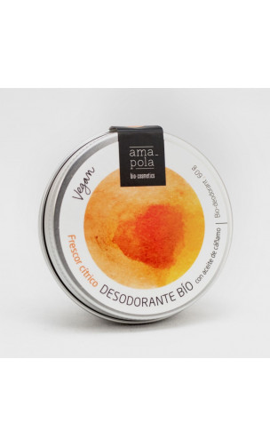 Desodorante bio sólido Frescor cítrico - Aceite de cáñamo - Amapola Biocosmetics - 60 g.