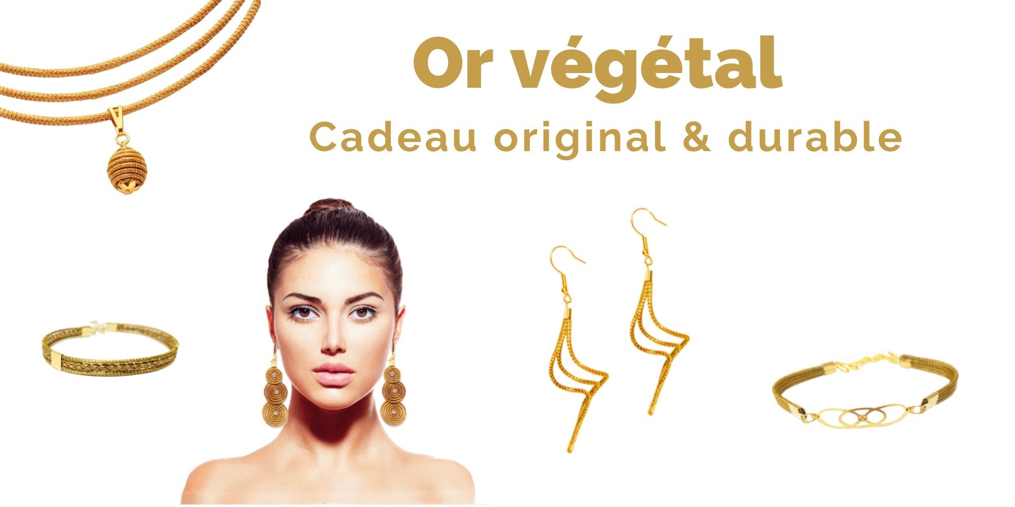 Biobijoux or végétal - Boucles d'oreilles écologiques - Bracelet et jonc naturels et durable - Capim dourado 
