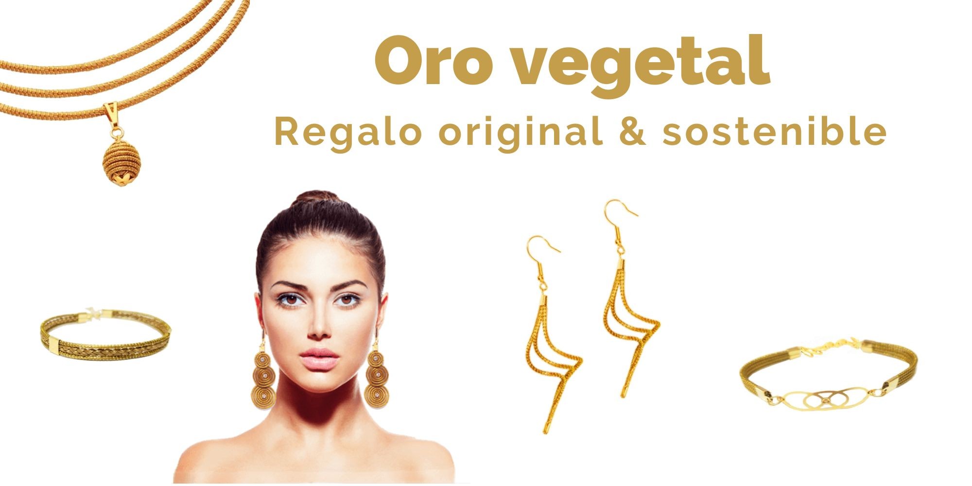 Biojoyas oro vegetal - Pendientes artesanales ecológicos - Pulseras y brazaletes naturales y sostenibles - Capim dourado 
